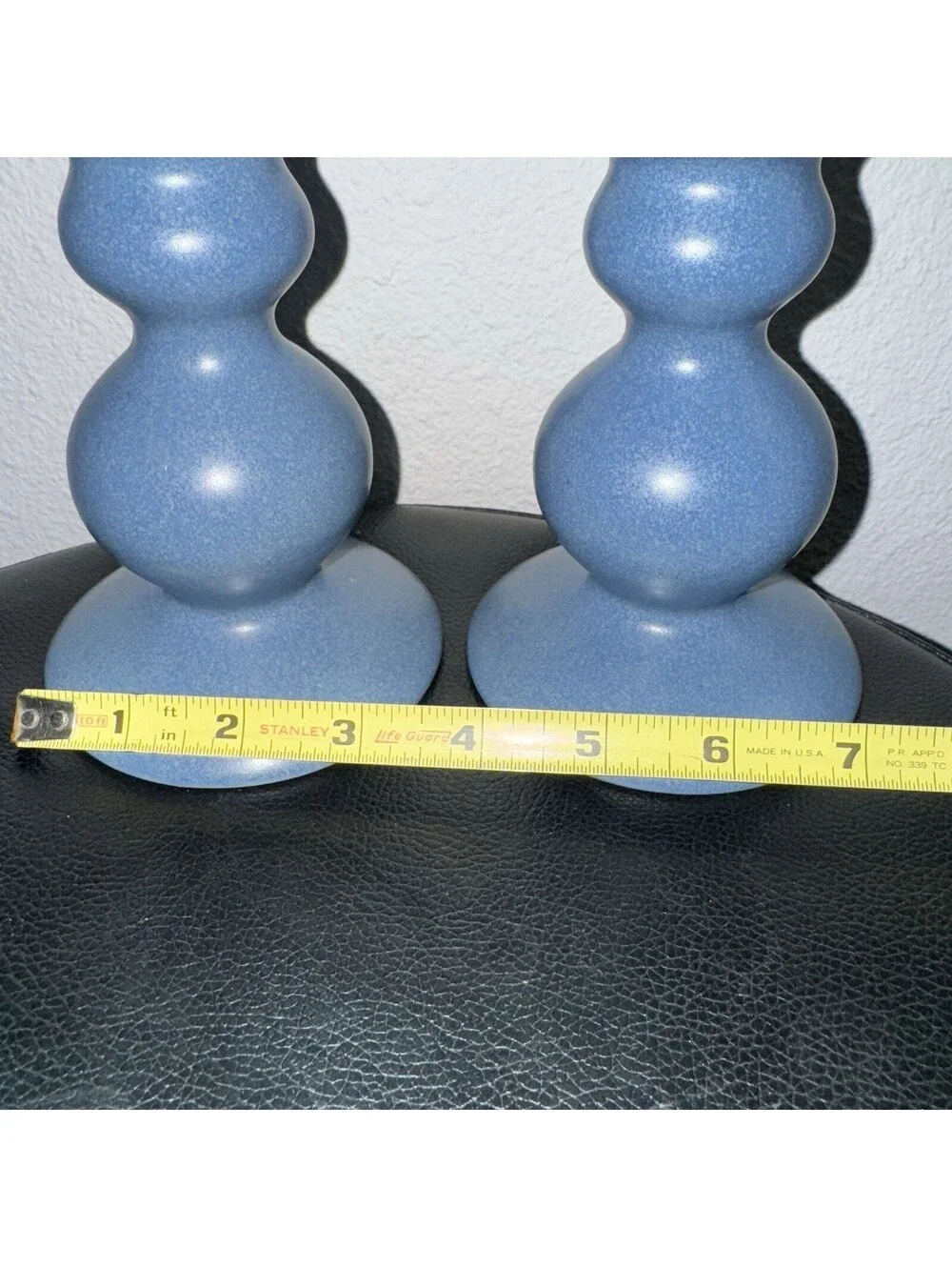Dansk KW Portugal Blue Ceramic Candlestick Holders Pair Mid Century Modern 5.5”